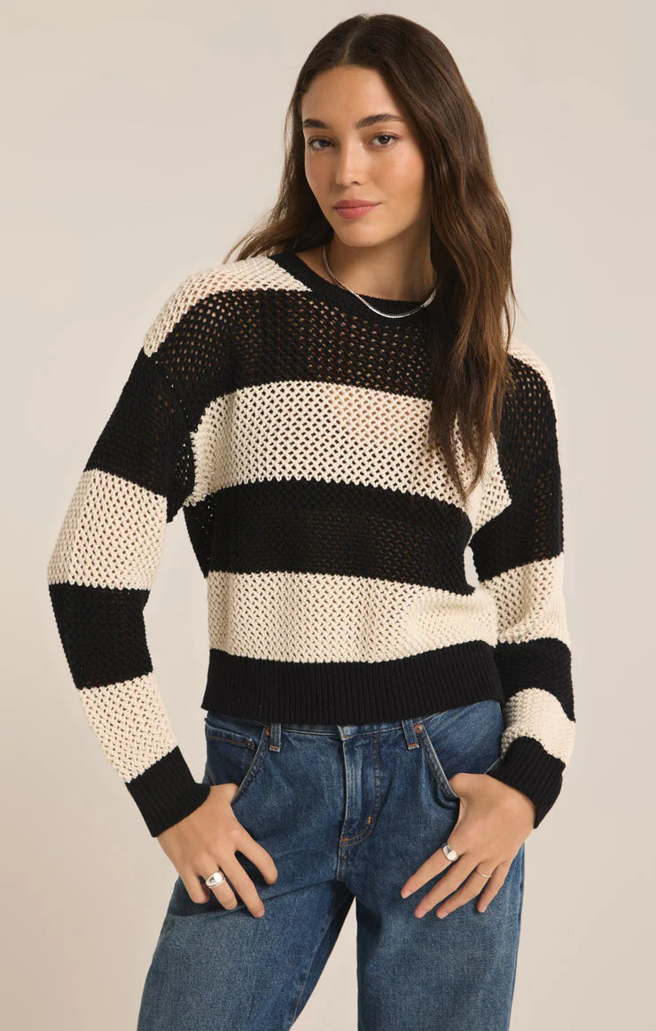 Black Broadbeach Stripe Sweater