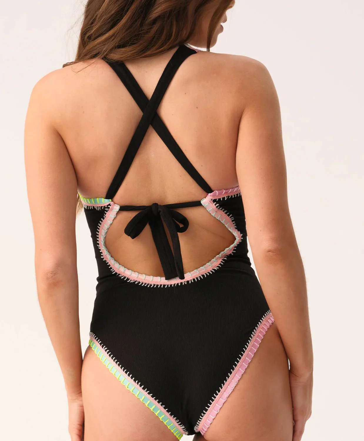 Black Pearl Crochet Trim One Piece - Image 3