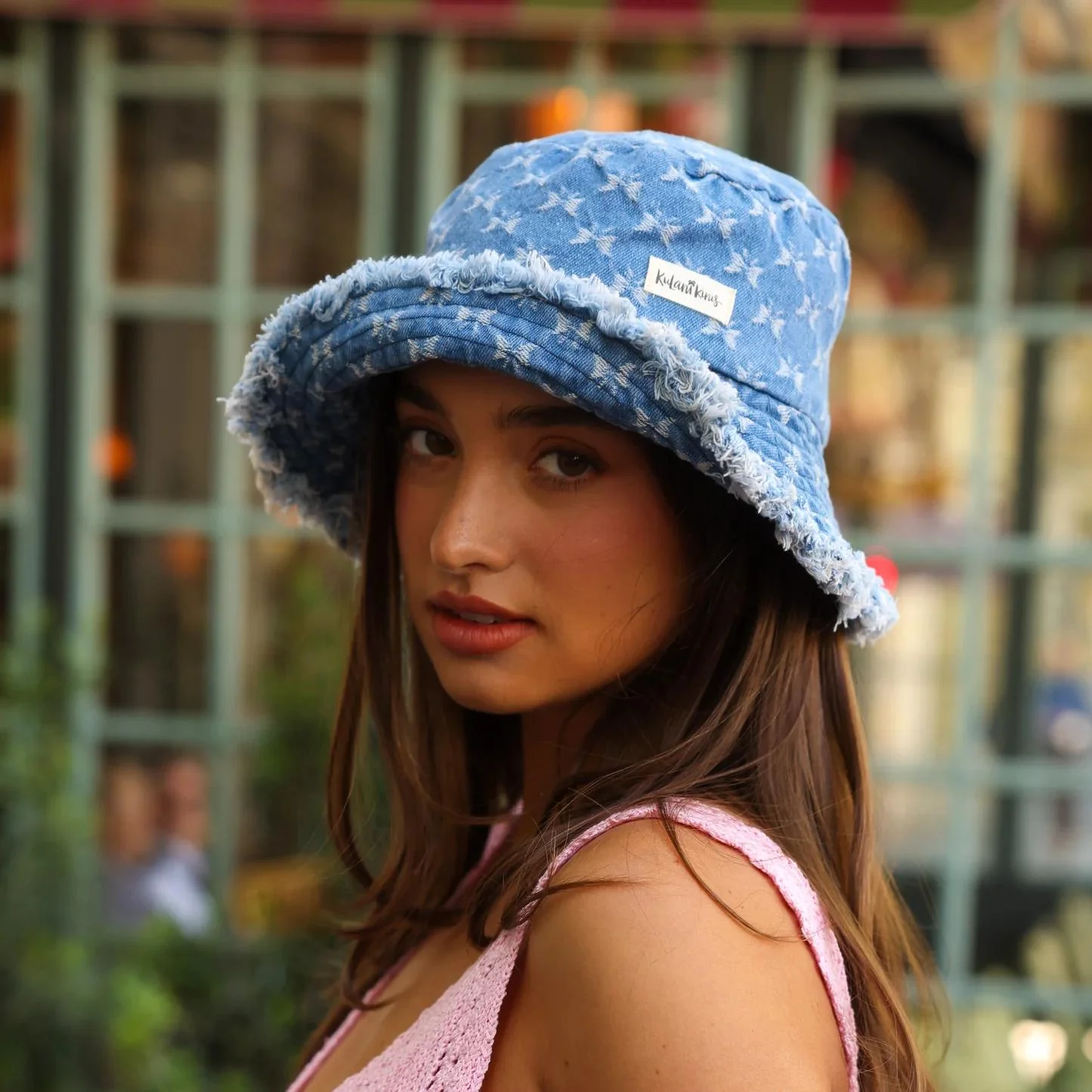 Darling Denim Frayed Brim Bucket Hat