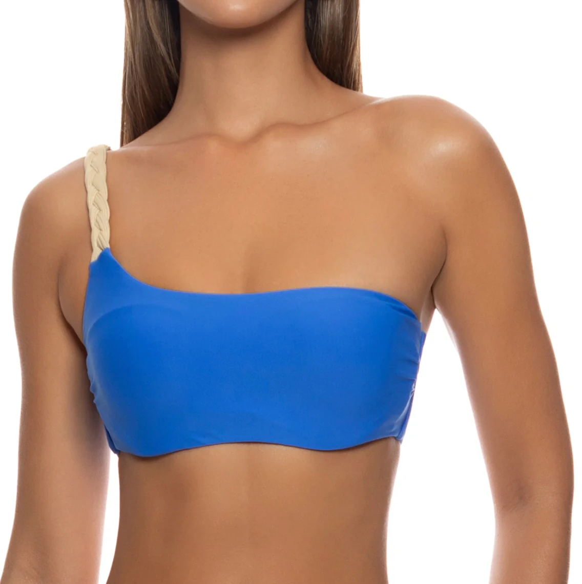 Electric Blue Sail On One Shoulder Braided Laced Back Top