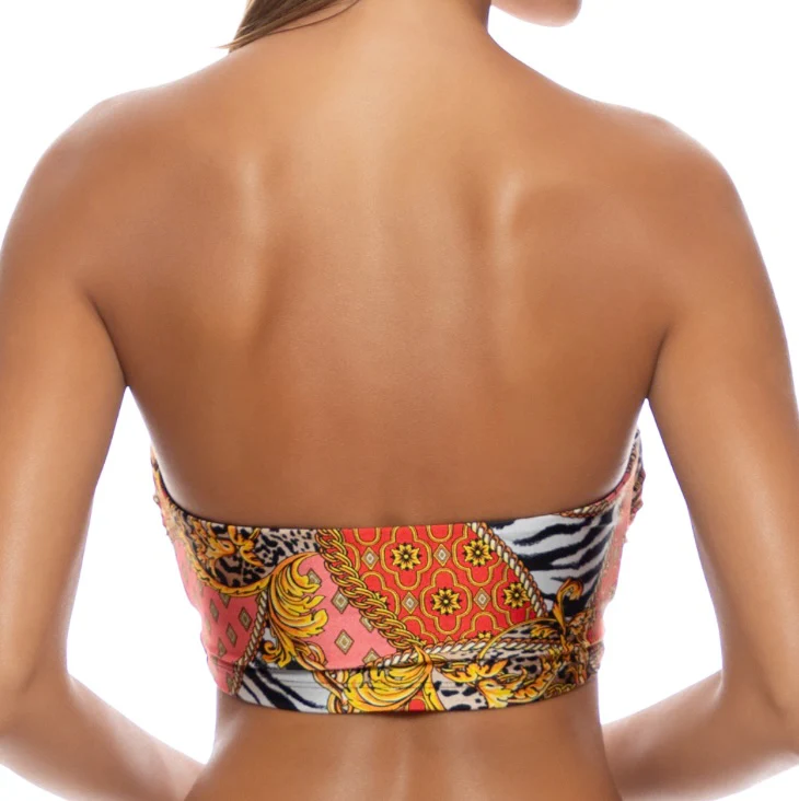 Multicolor Tropical Majesty Double Loop Bandeau Crop Top - Image 2