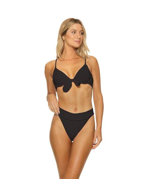 Luxe Texture Leafy Black High Cut Banded Bottom - Image 3