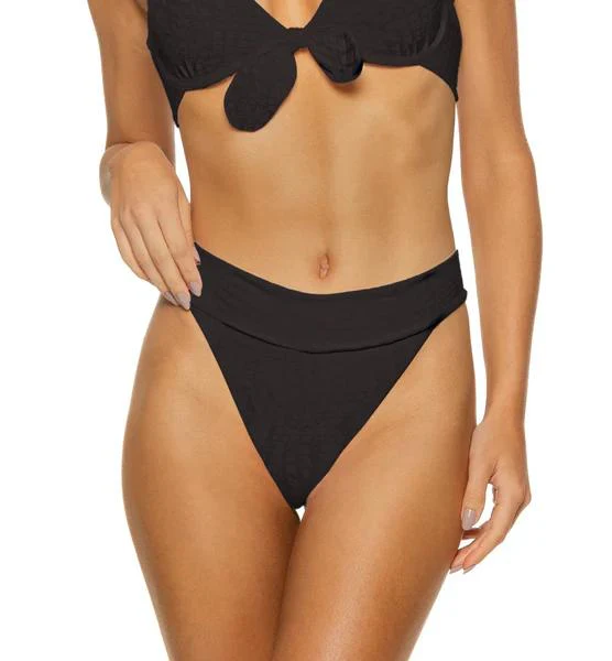 Luxe Texture Leafy Black High Cut Banded Bottom - Image 4
