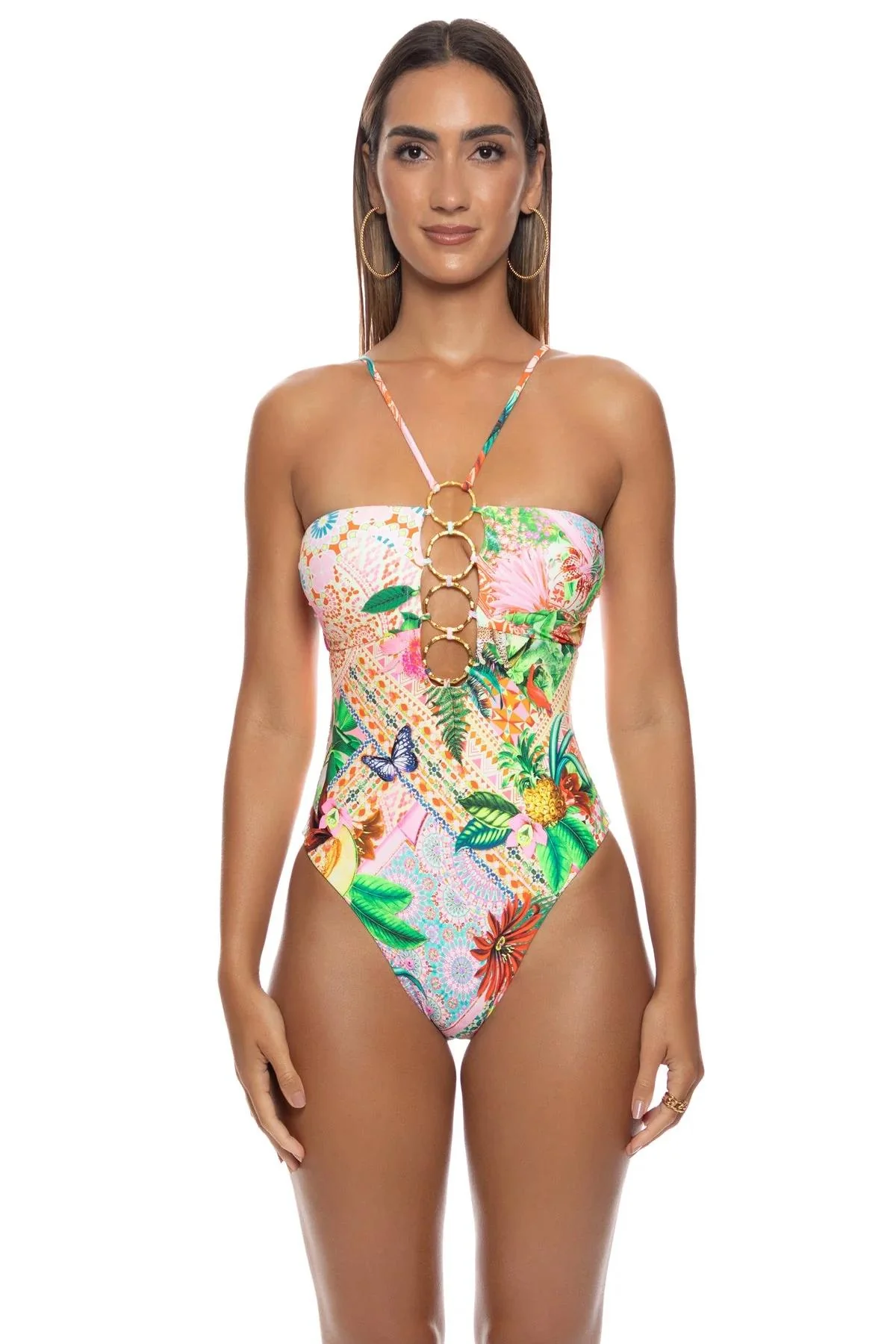 Multicolor Opulent Eden Halter Ring One Piece