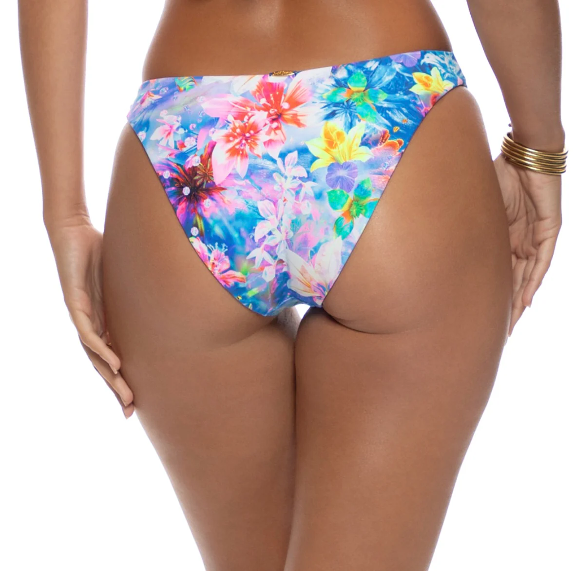 Multicolor Underwater Dreaming Ruched Front Moderate Bottom