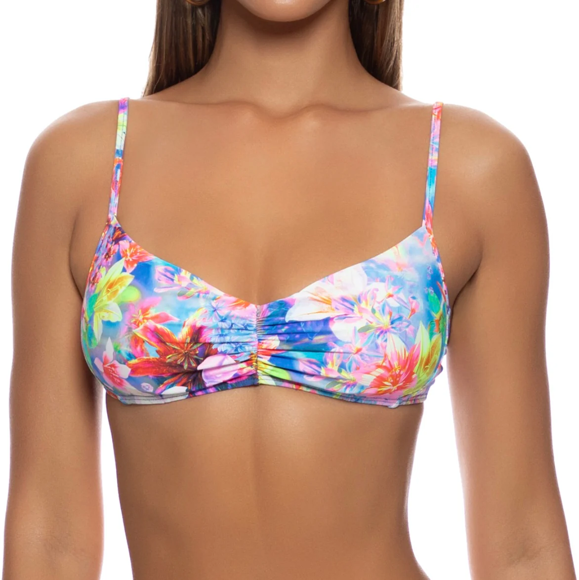 Multicolor Underwater Dreaming Ruched Tank Bra Top