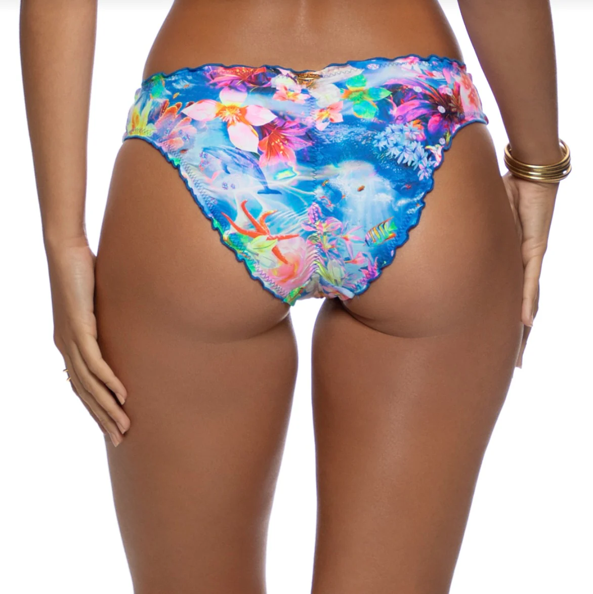 Multicolor Underwater Dreaming Seamless Full Ruched Back Bottom