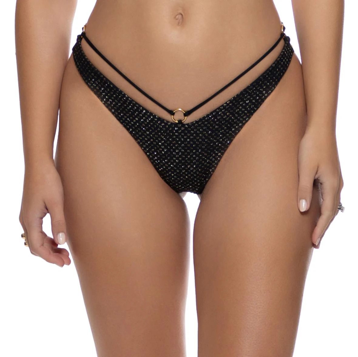 Sunkiss Glow Black Strappy Loop Brazilian Scrunch Bottom - Image 2
