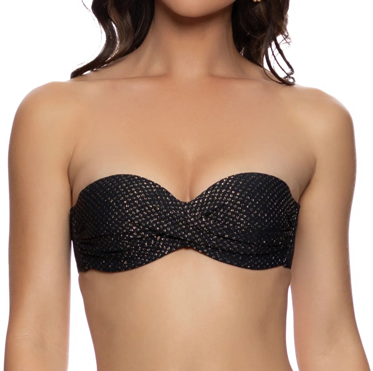 Sunkiss Glow Black Underwire Push Up Bandeau Top